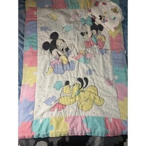 Vintage Dundee Disney Baby Mickey Minnie Pluto Crib Comforter Sheet Set Puzzle